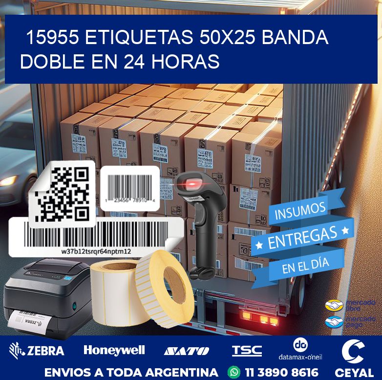 15955 ETIQUETAS 50X25 BANDA DOBLE EN 24 HORAS