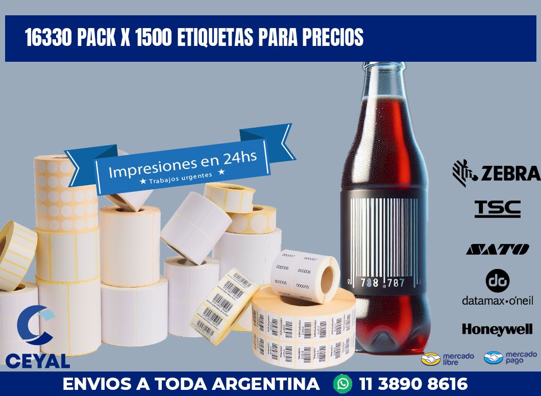 16330 PACK X 1500 ETIQUETAS PARA PRECIOS