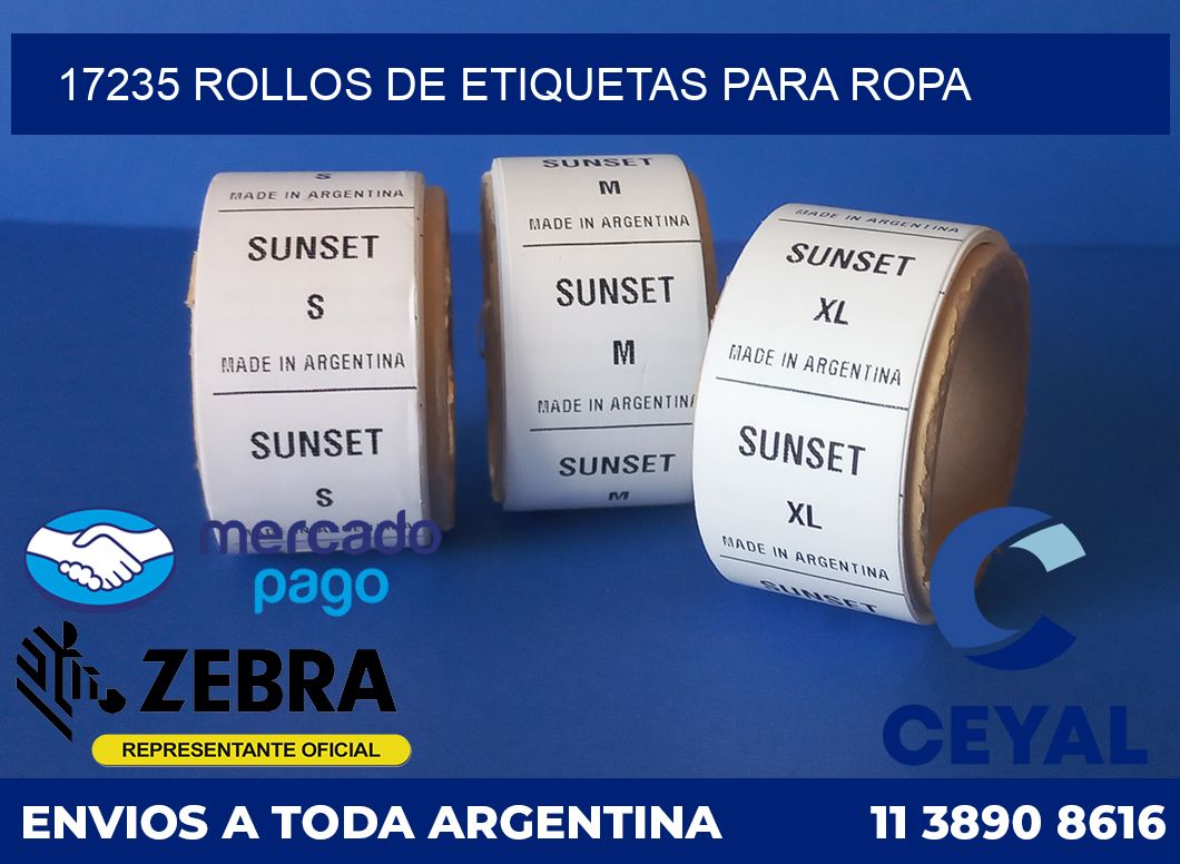 17235 ROLLOS DE ETIQUETAS PARA ROPA