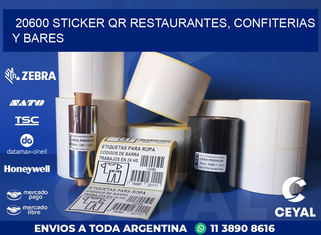 20600 STICKER QR RESTAURANTES, CONFITERIAS Y BARES