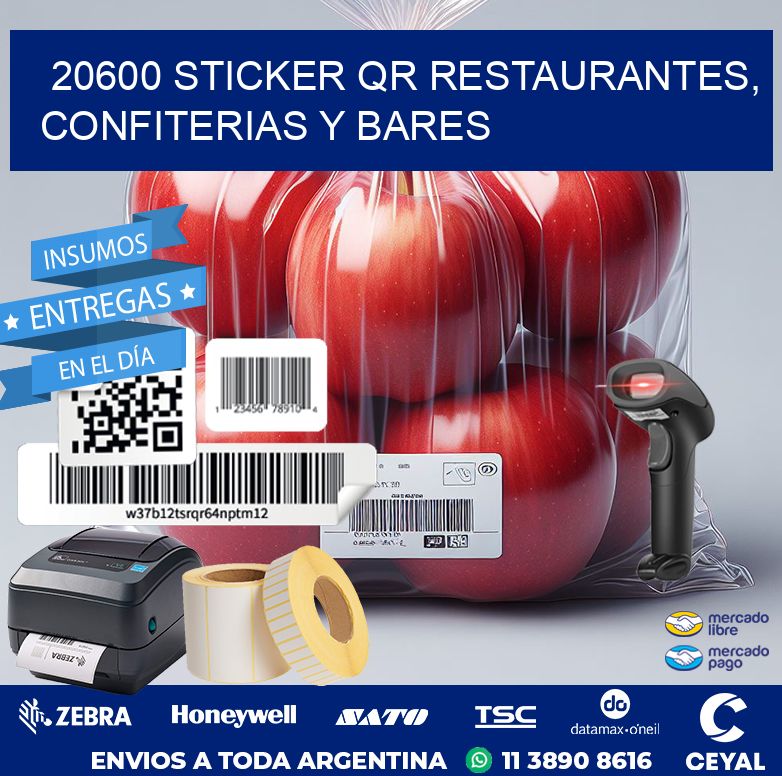 20600 STICKER QR RESTAURANTES, CONFITERIAS Y BARES