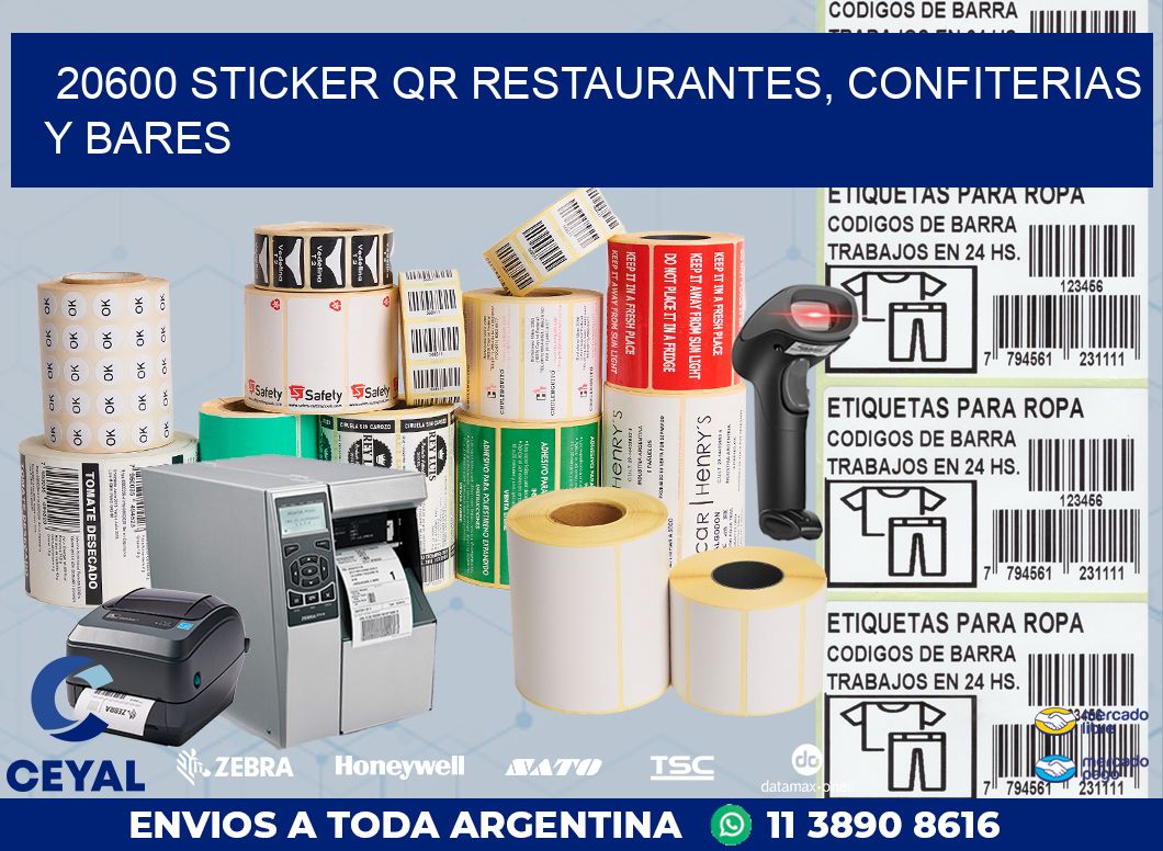 20600 STICKER QR RESTAURANTES, CONFITERIAS Y BARES