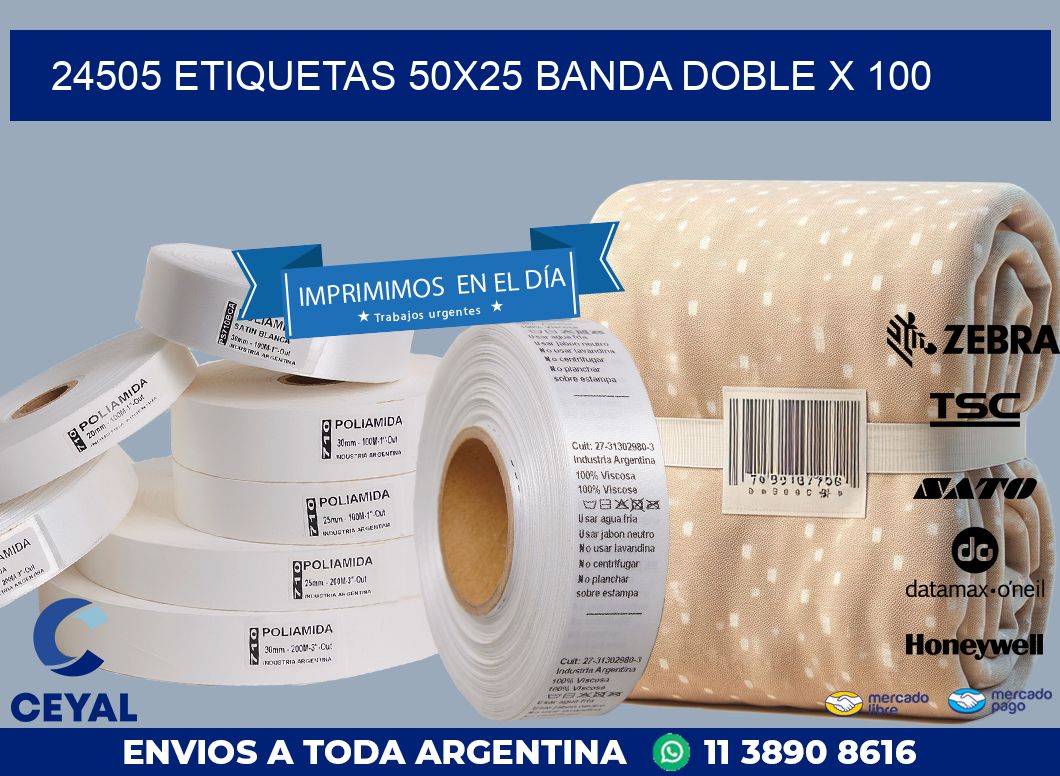 24505 ETIQUETAS 50X25 BANDA DOBLE X 100