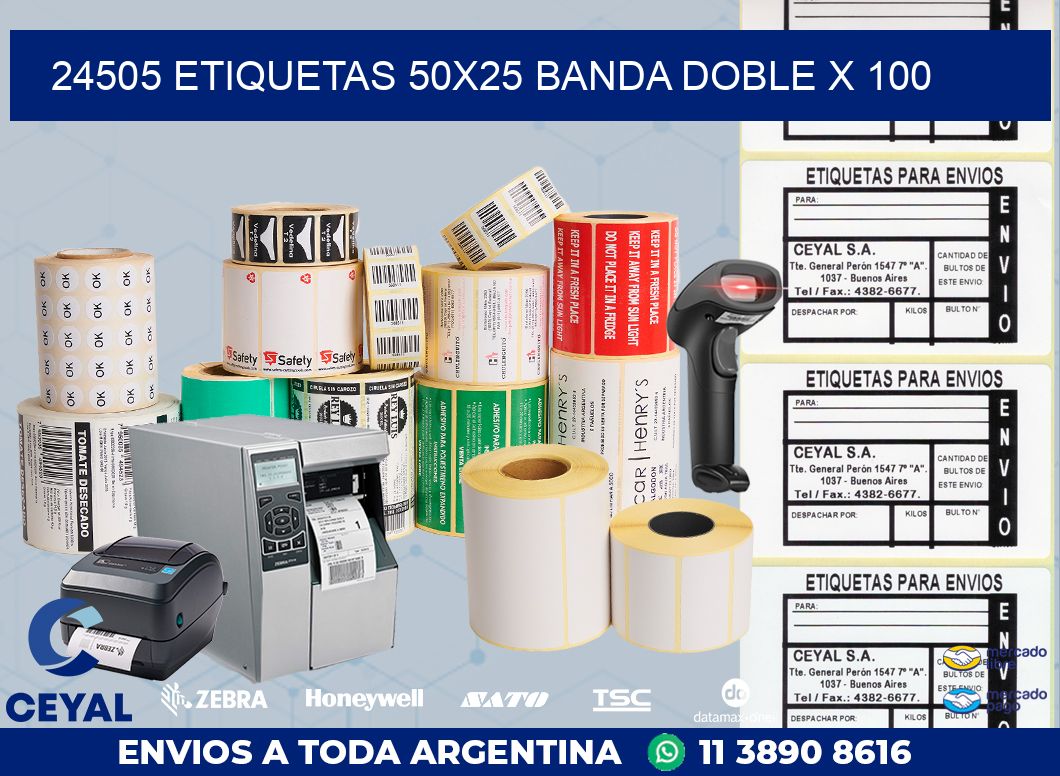 24505 ETIQUETAS 50X25 BANDA DOBLE X 100
