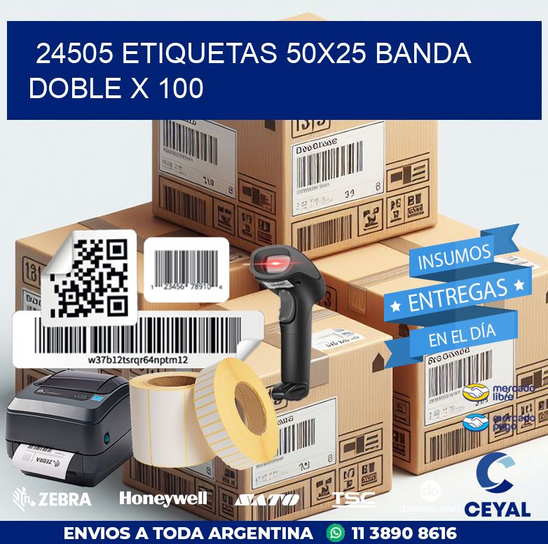 24505 ETIQUETAS 50X25 BANDA DOBLE X 100