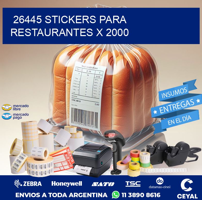 26445 STICKERS PARA RESTAURANTES X 2000
