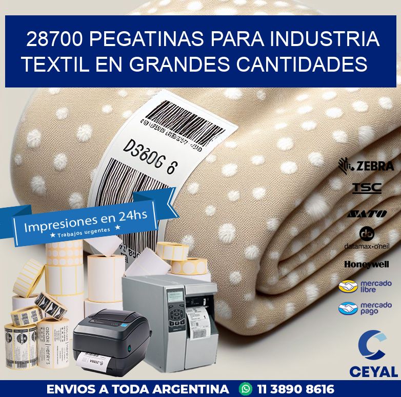 28700 PEGATINAS PARA INDUSTRIA TEXTIL EN GRANDES CANTIDADES