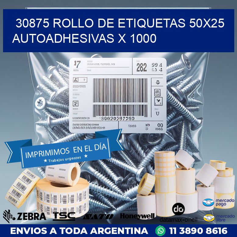 30875 ROLLO DE ETIQUETAS 50X25 AUTOADHESIVAS X 1000