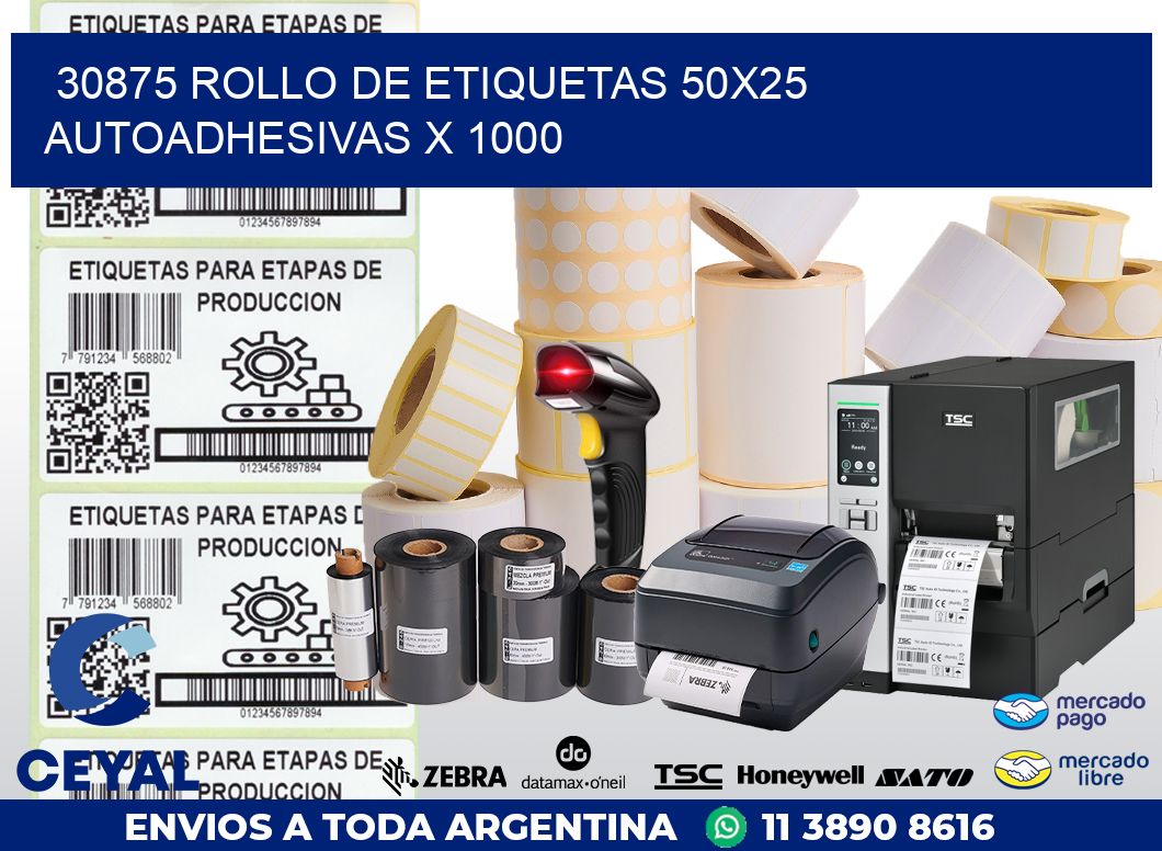 30875 ROLLO DE ETIQUETAS 50X25 AUTOADHESIVAS X 1000