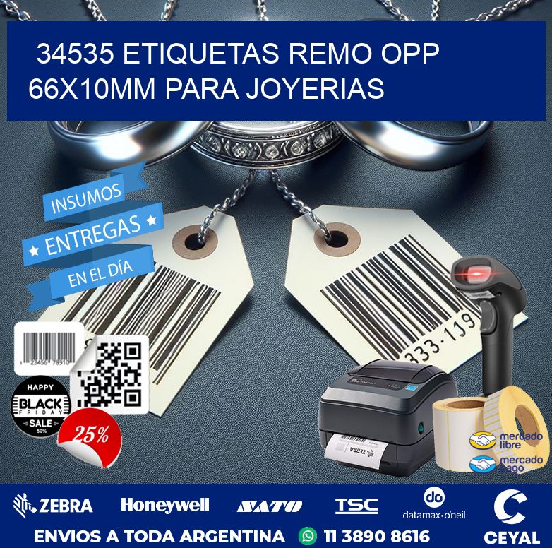 34535 ETIQUETAS REMO OPP 66X10MM PARA JOYERIAS