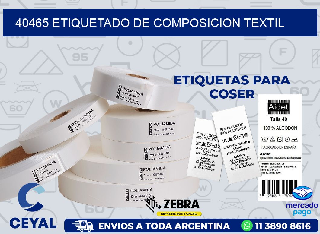 40465 ETIQUETADO DE COMPOSICION TEXTIL
