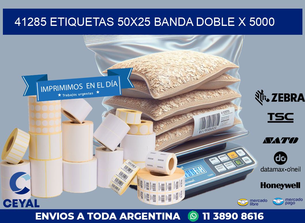 41285 ETIQUETAS 50X25 BANDA DOBLE X 5000