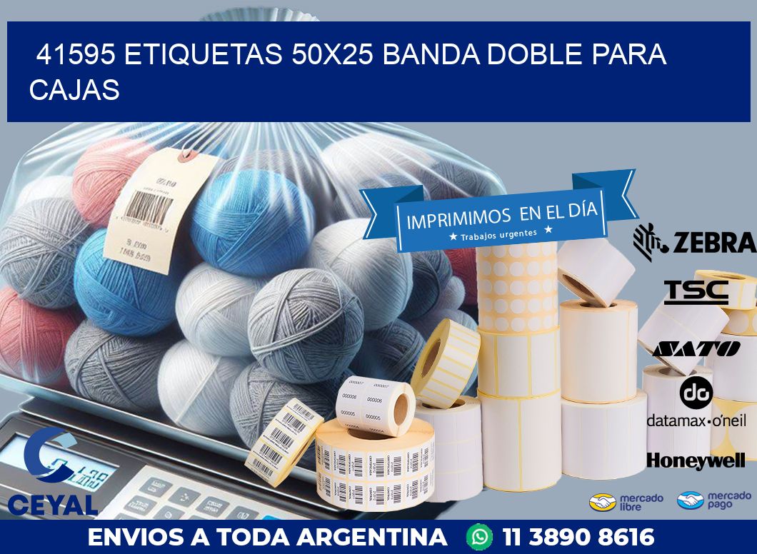 41595 ETIQUETAS 50X25 BANDA DOBLE PARA CAJAS