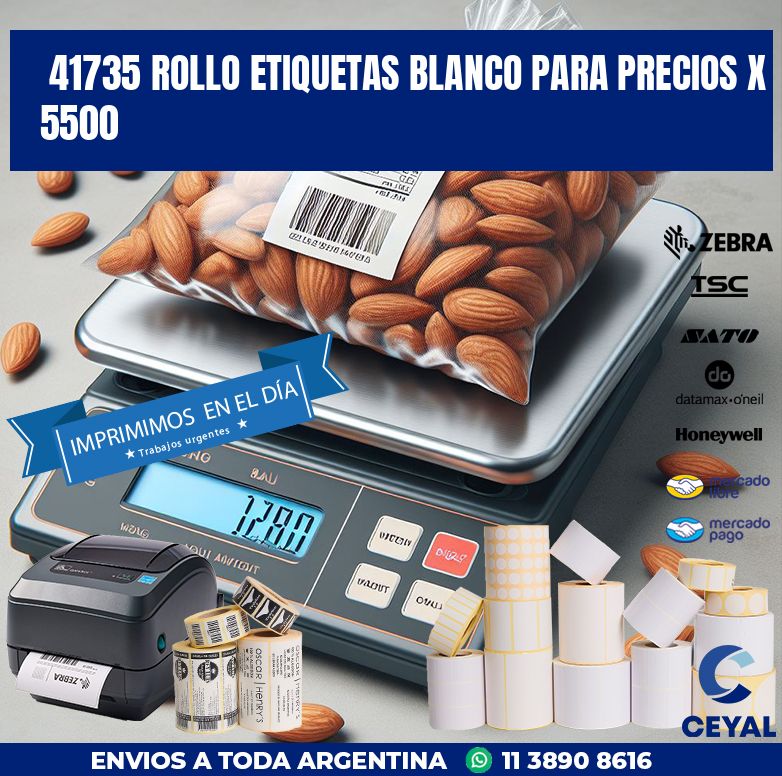 41735 ROLLO ETIQUETAS BLANCO PARA PRECIOS X 5500