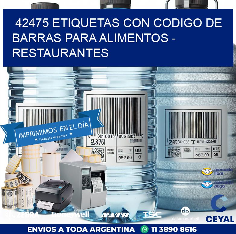 42475 ETIQUETAS CON CODIGO DE BARRAS PARA ALIMENTOS - RESTAURANTES