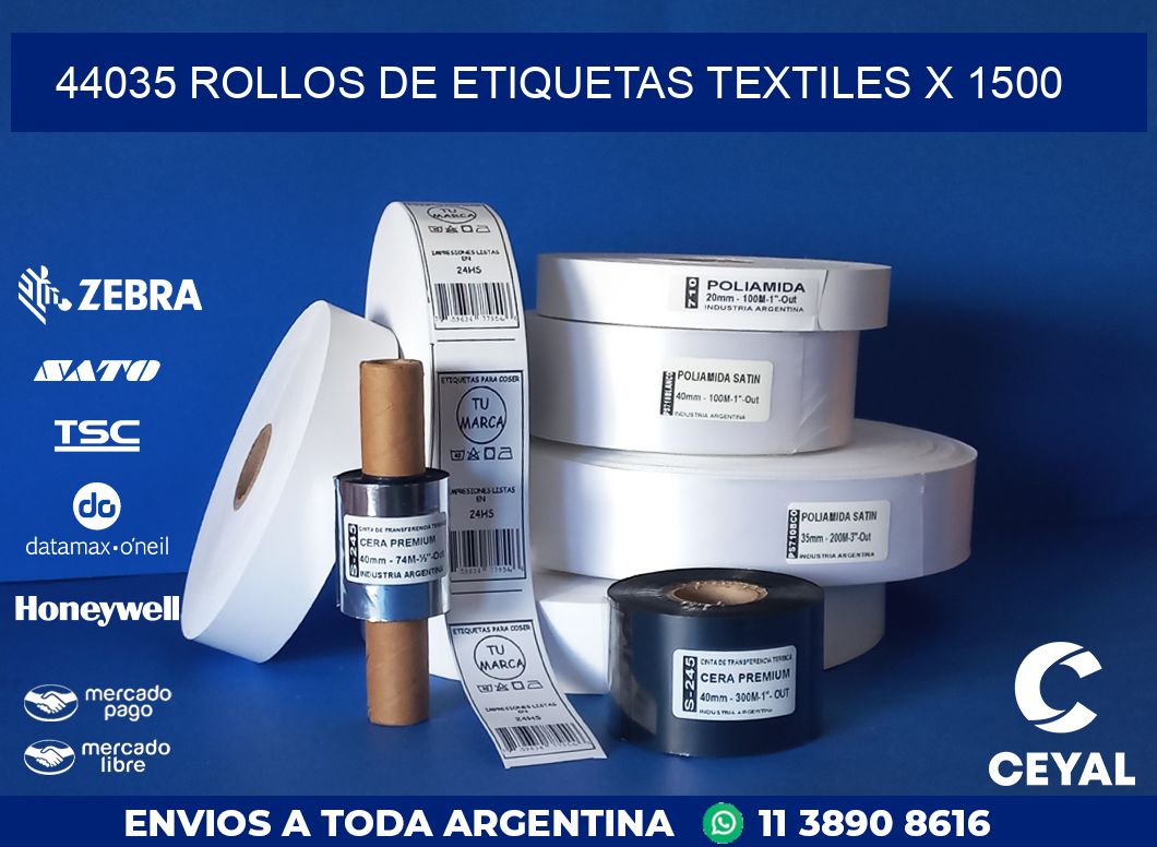 44035 ROLLOS DE ETIQUETAS TEXTILES X 1500