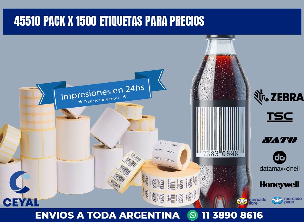 45510 PACK X 1500 ETIQUETAS PARA PRECIOS