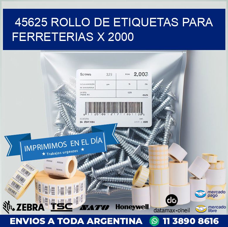 45625 ROLLO DE ETIQUETAS PARA FERRETERIAS X 2000
