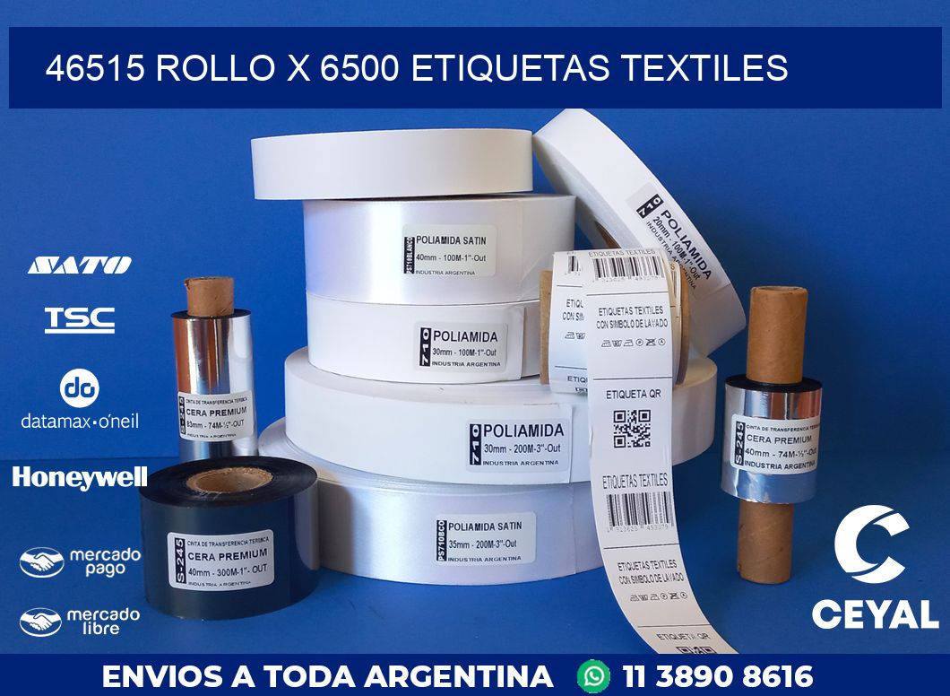46515 ROLLO X 6500 ETIQUETAS TEXTILES
