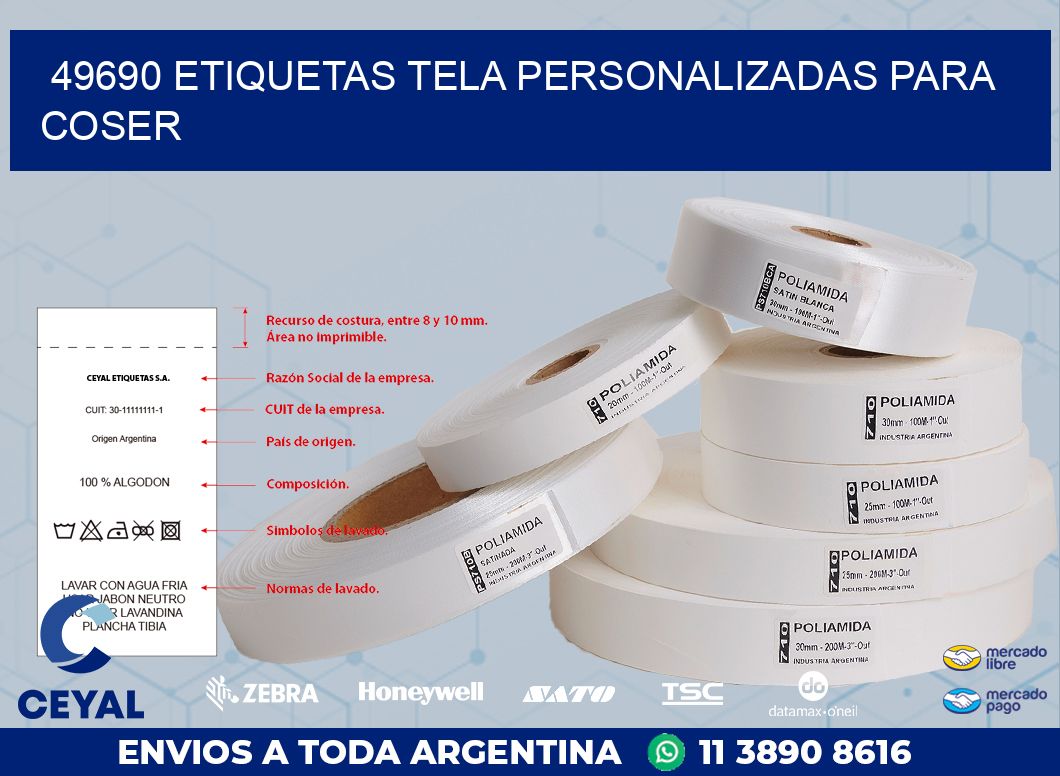 49690 ETIQUETAS TELA PERSONALIZADAS PARA COSER