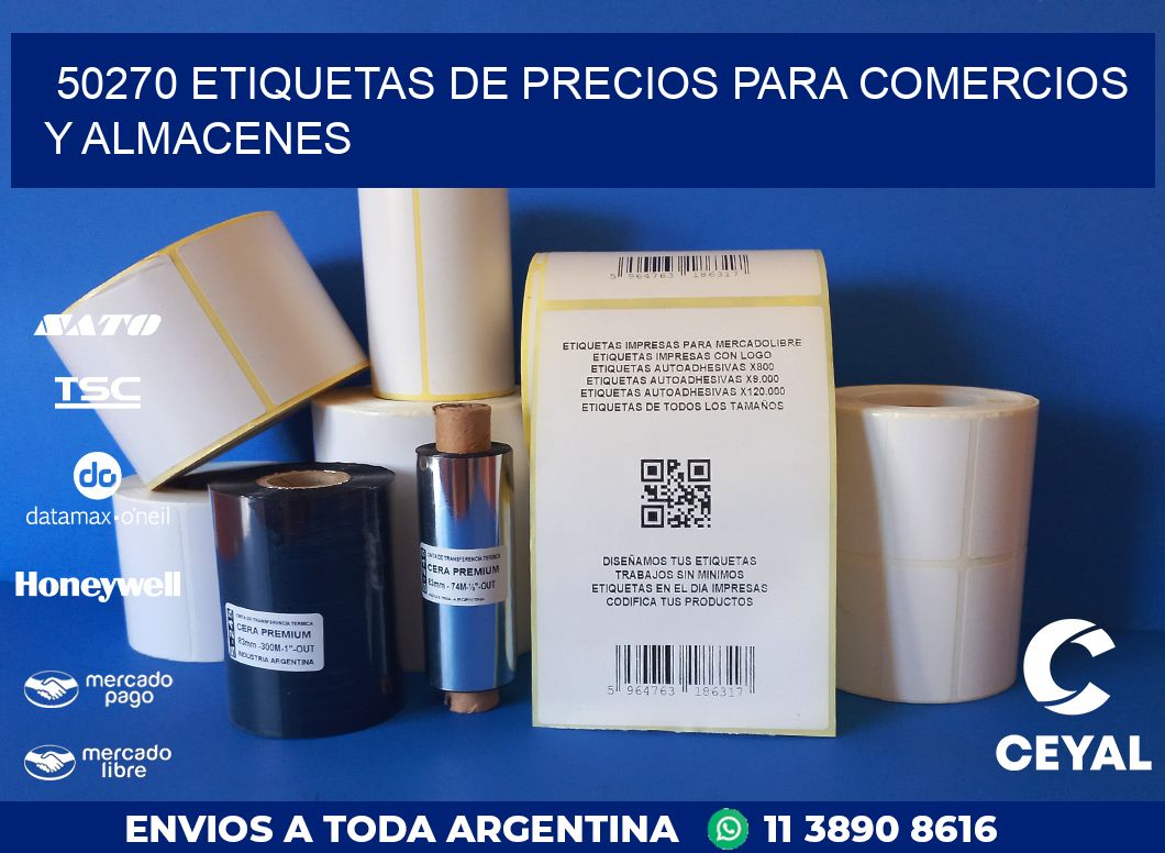 50270 ETIQUETAS DE PRECIOS PARA COMERCIOS Y ALMACENES