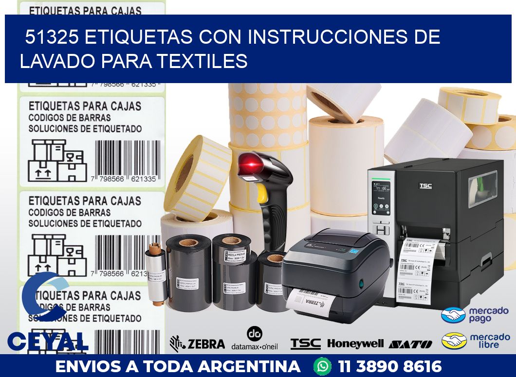 51325 ETIQUETAS CON INSTRUCCIONES DE LAVADO PARA TEXTILES
