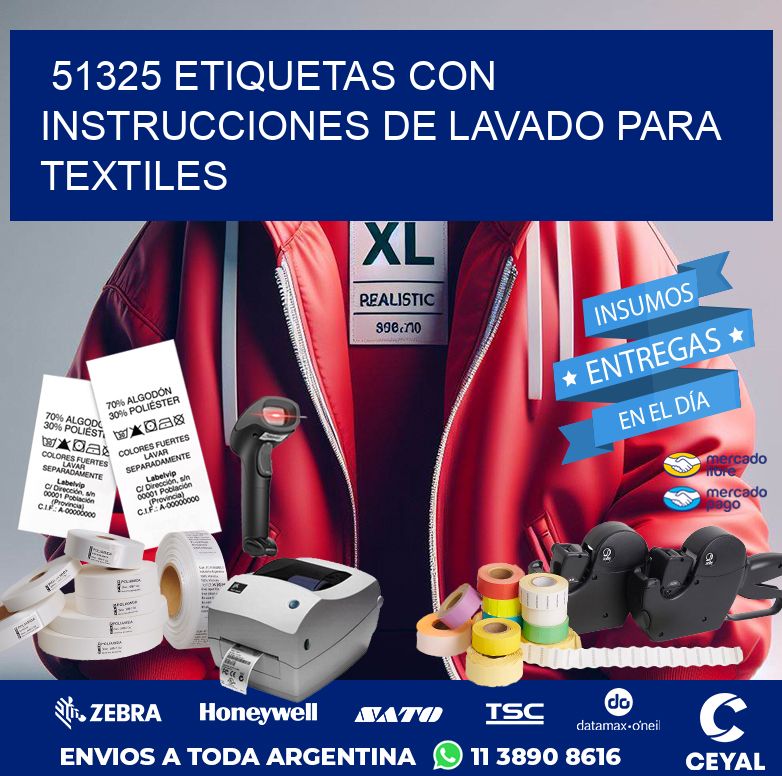 51325 ETIQUETAS CON INSTRUCCIONES DE LAVADO PARA TEXTILES