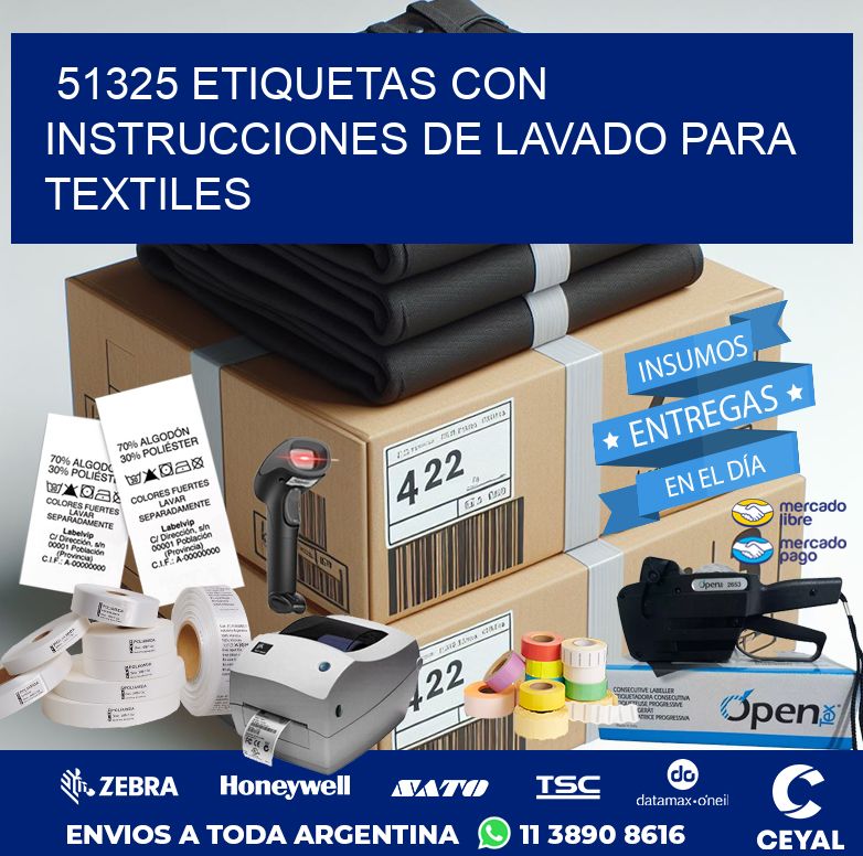 51325 ETIQUETAS CON INSTRUCCIONES DE LAVADO PARA TEXTILES
