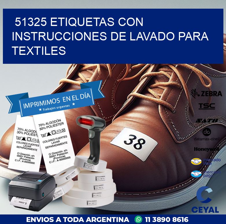 51325 ETIQUETAS CON INSTRUCCIONES DE LAVADO PARA TEXTILES