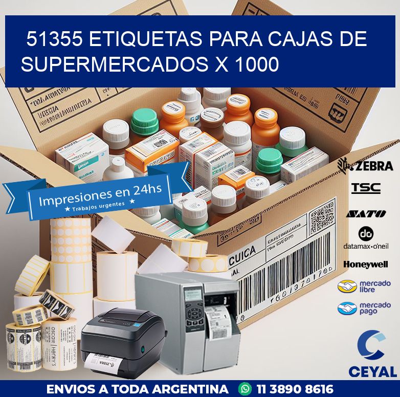 51355 ETIQUETAS PARA CAJAS DE SUPERMERCADOS X 1000