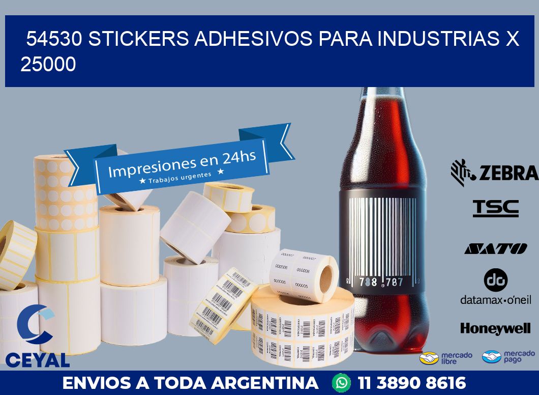 54530 STICKERS ADHESIVOS PARA INDUSTRIAS X 25000
