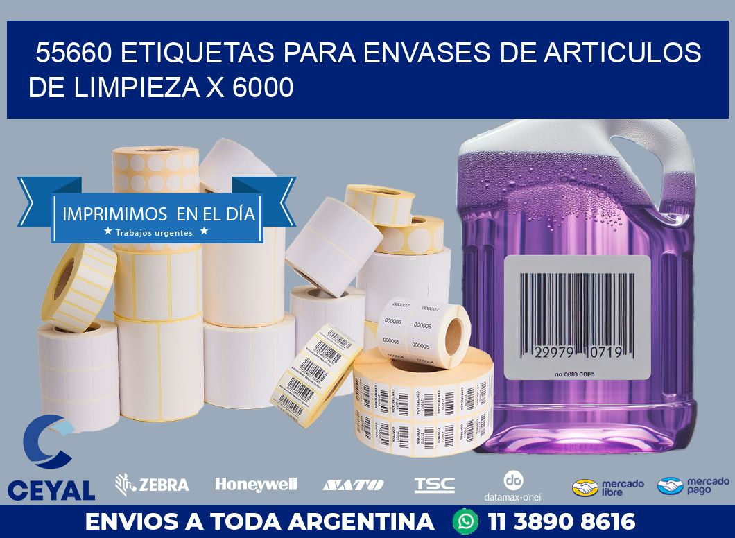 55660 ETIQUETAS PARA ENVASES DE ARTICULOS DE LIMPIEZA X 6000