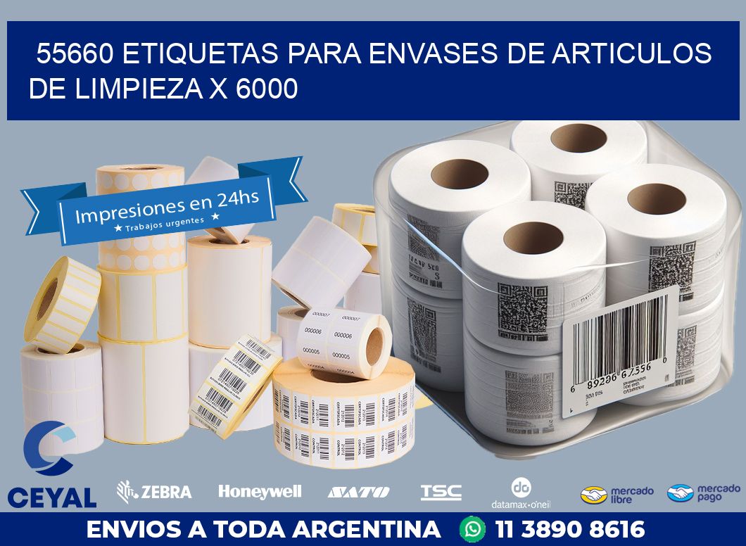 55660 ETIQUETAS PARA ENVASES DE ARTICULOS DE LIMPIEZA X 6000