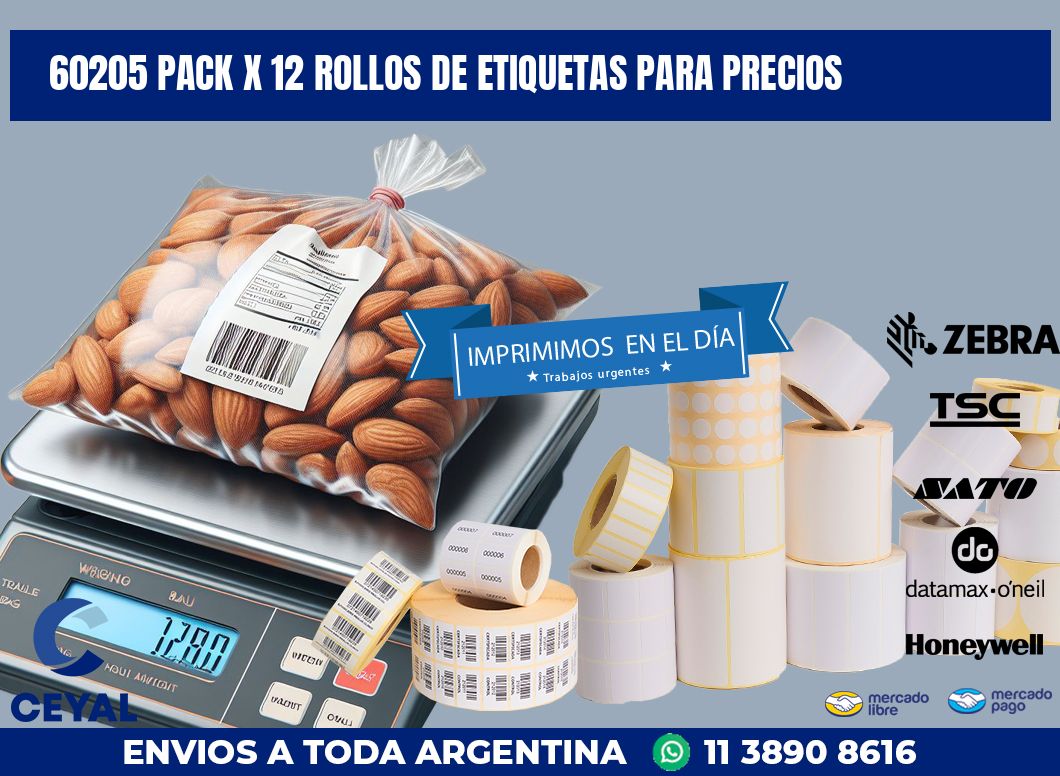 60205 PACK X 12 ROLLOS DE ETIQUETAS PARA PRECIOS