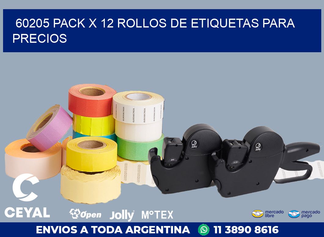 60205 PACK X 12 ROLLOS DE ETIQUETAS PARA PRECIOS