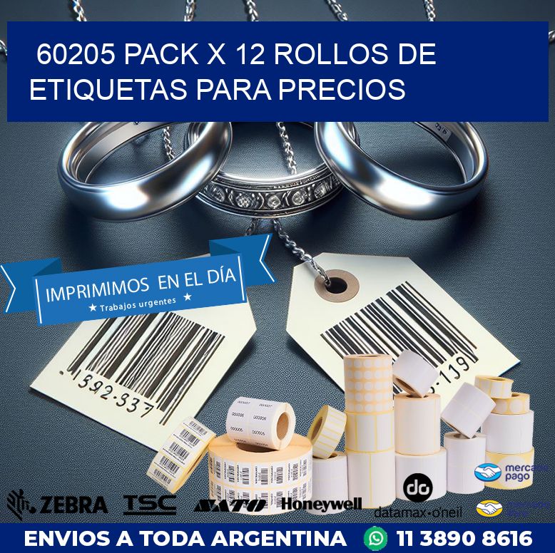 60205 PACK X 12 ROLLOS DE ETIQUETAS PARA PRECIOS