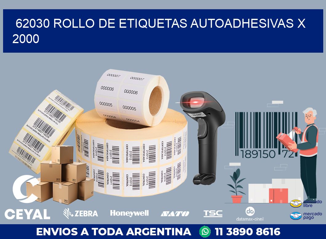 62030 ROLLO DE ETIQUETAS AUTOADHESIVAS X 2000