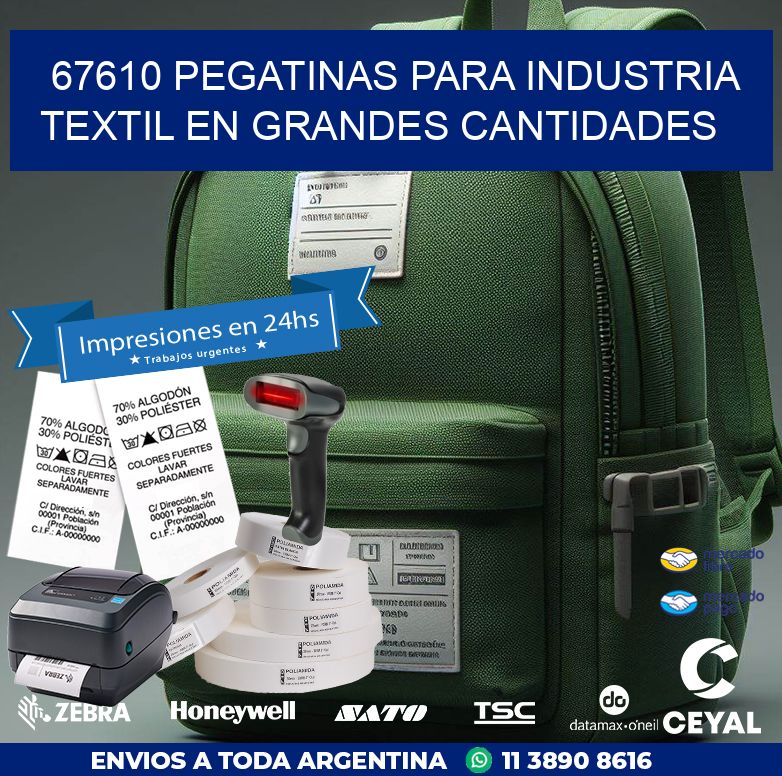 67610 PEGATINAS PARA INDUSTRIA TEXTIL EN GRANDES CANTIDADES