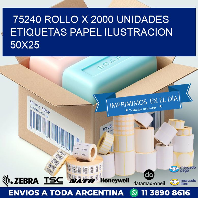 75240 ROLLO X 2000 UNIDADES ETIQUETAS PAPEL ILUSTRACION 50X25