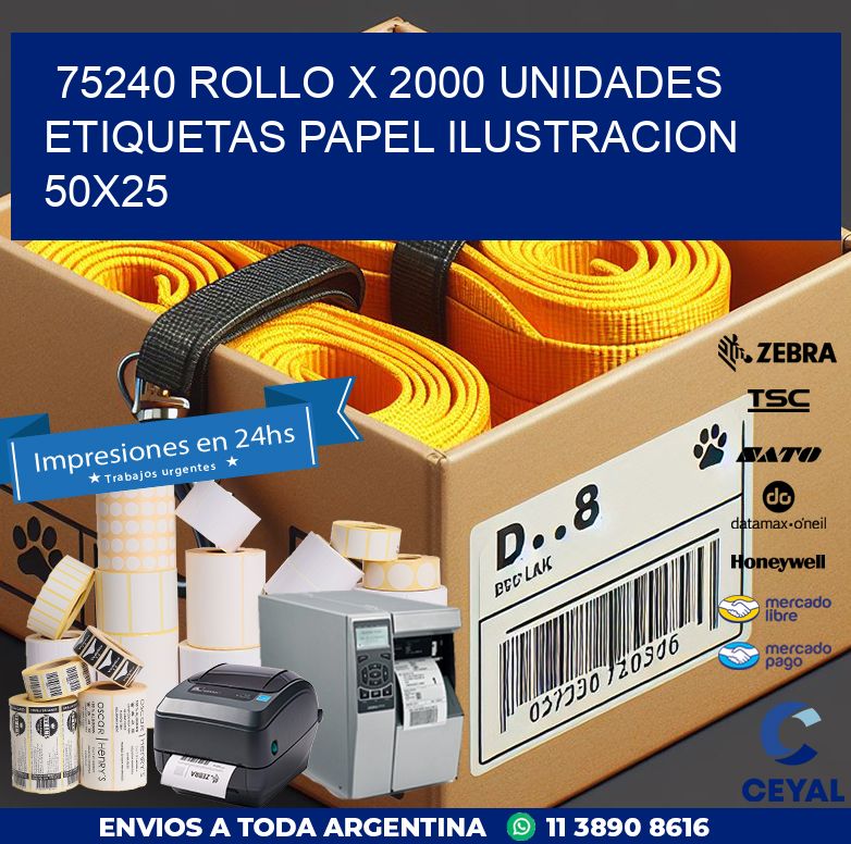75240 ROLLO X 2000 UNIDADES ETIQUETAS PAPEL ILUSTRACION 50X25