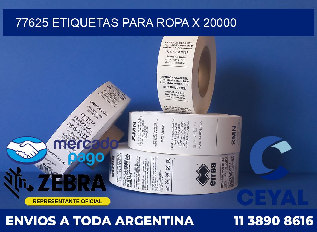 77625 ETIQUETAS PARA ROPA X 20000