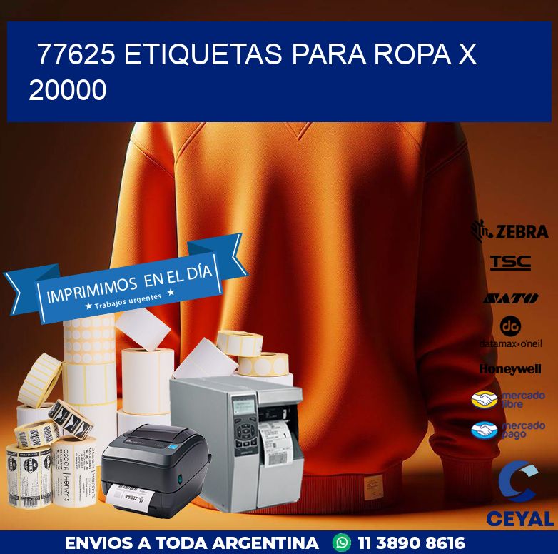 77625 ETIQUETAS PARA ROPA X 20000