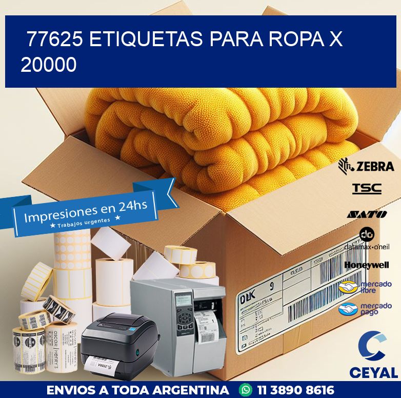 77625 ETIQUETAS PARA ROPA X 20000