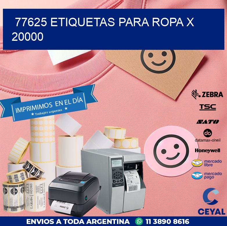 77625 ETIQUETAS PARA ROPA X 20000
