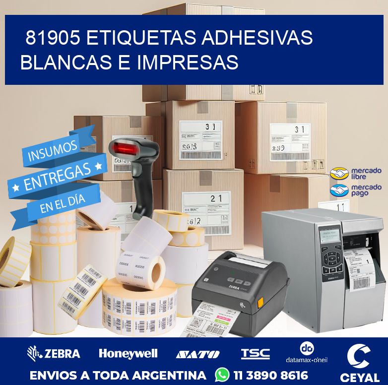 81905 ETIQUETAS ADHESIVAS BLANCAS E IMPRESAS