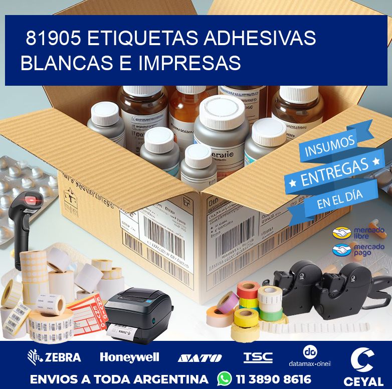 81905 ETIQUETAS ADHESIVAS BLANCAS E IMPRESAS
