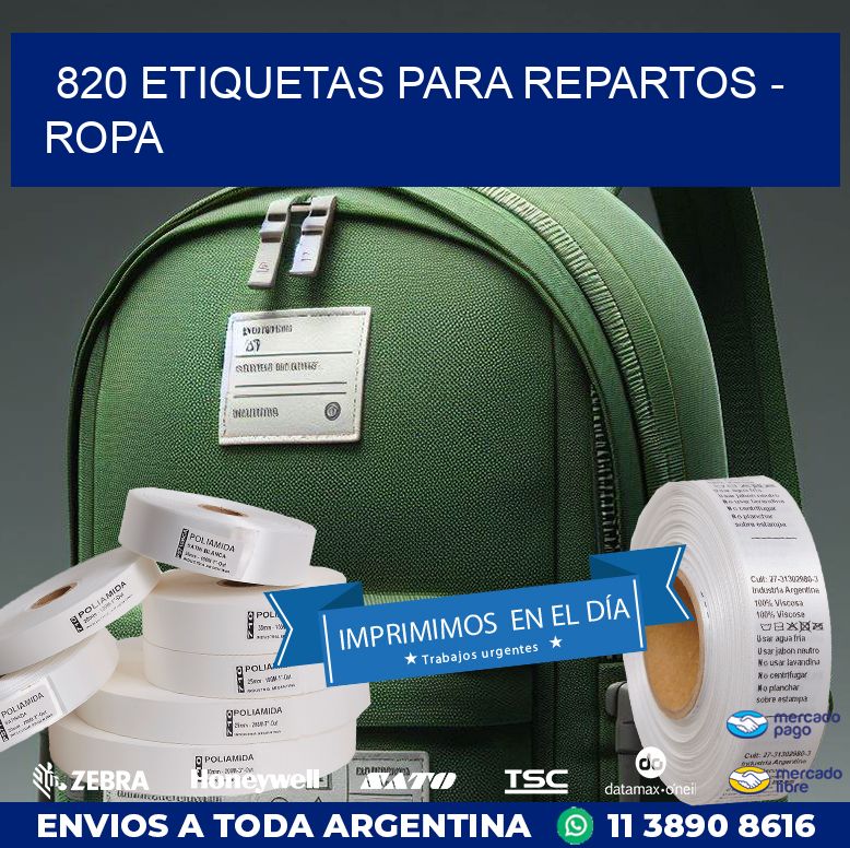 820 ETIQUETAS PARA REPARTOS - ROPA