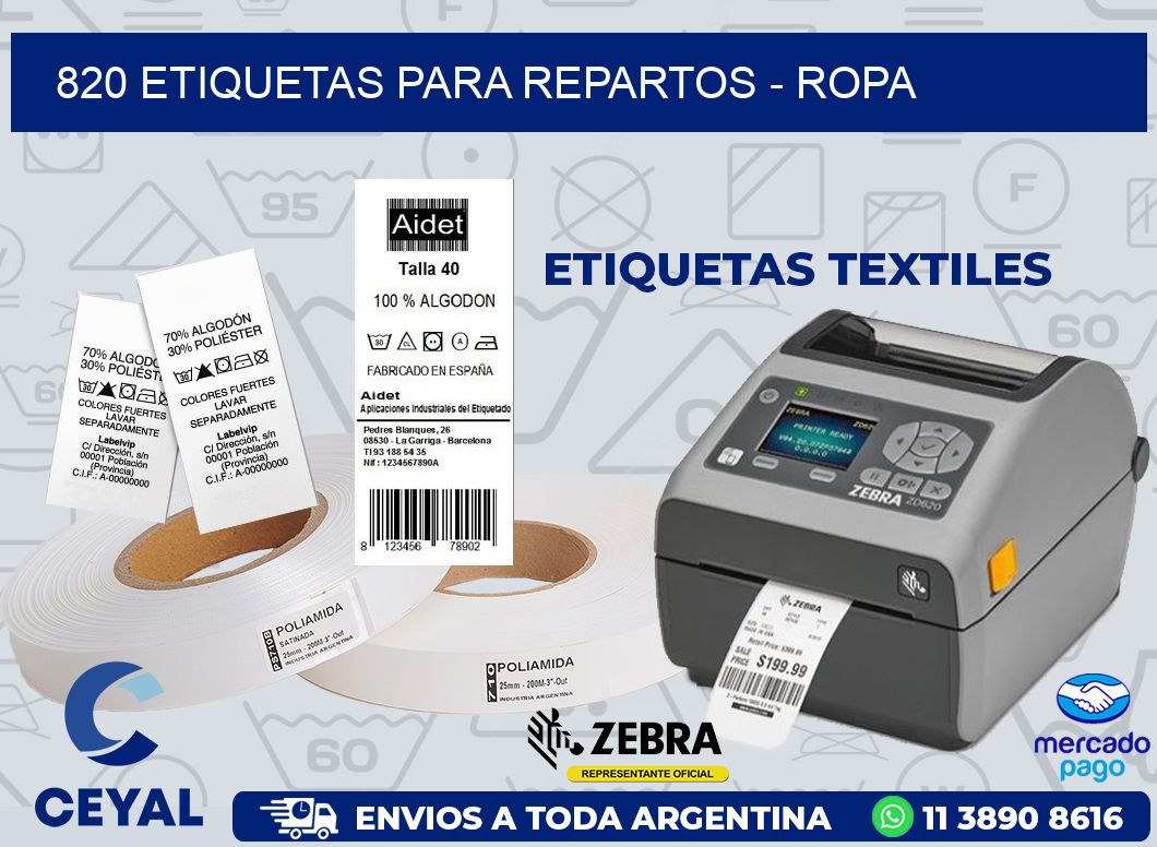 820 ETIQUETAS PARA REPARTOS - ROPA