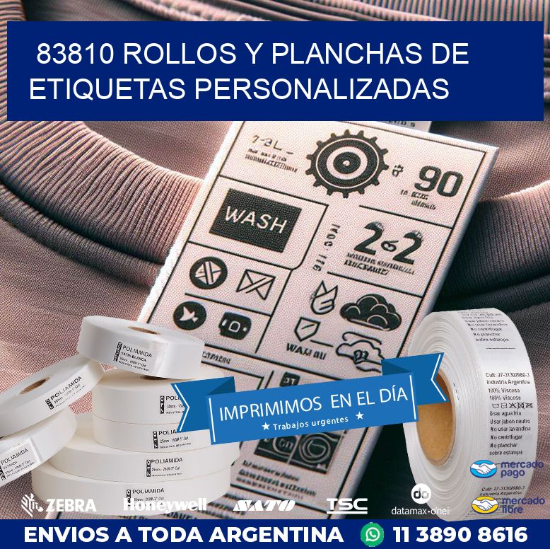 83810 ROLLOS Y PLANCHAS DE ETIQUETAS PERSONALIZADAS