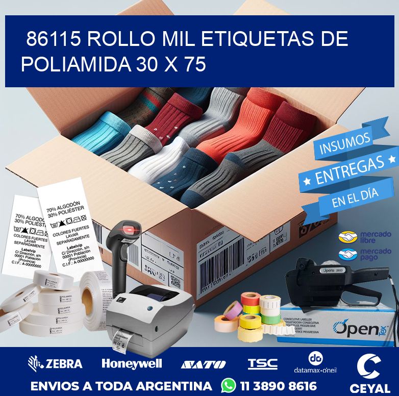 86115 ROLLO MIL ETIQUETAS DE POLIAMIDA 30 X 75